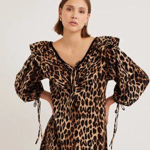 Damson Madder Leopard Ruffle Dress NWT